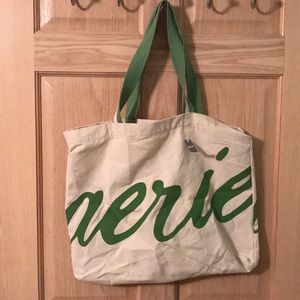 NWT Aerie tote bag green and beige.